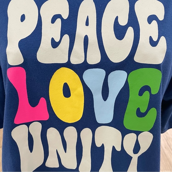 Tops - NWT M peace, love, unity, royal blue, short sleeve, oversize loose fit T-shirt